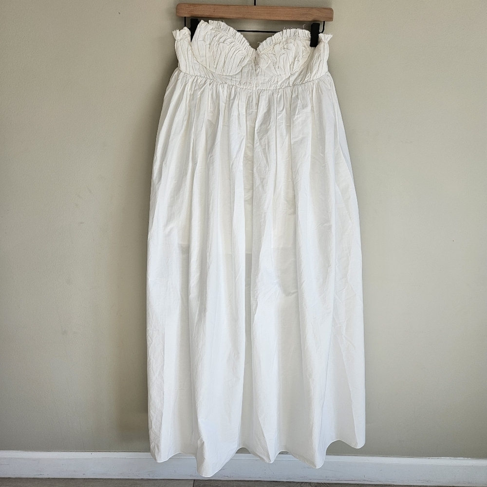 Sau Lee White Cotton Poplin Sweetheart Neckline Maxi Dress ALTERED - Picture 3 of 13